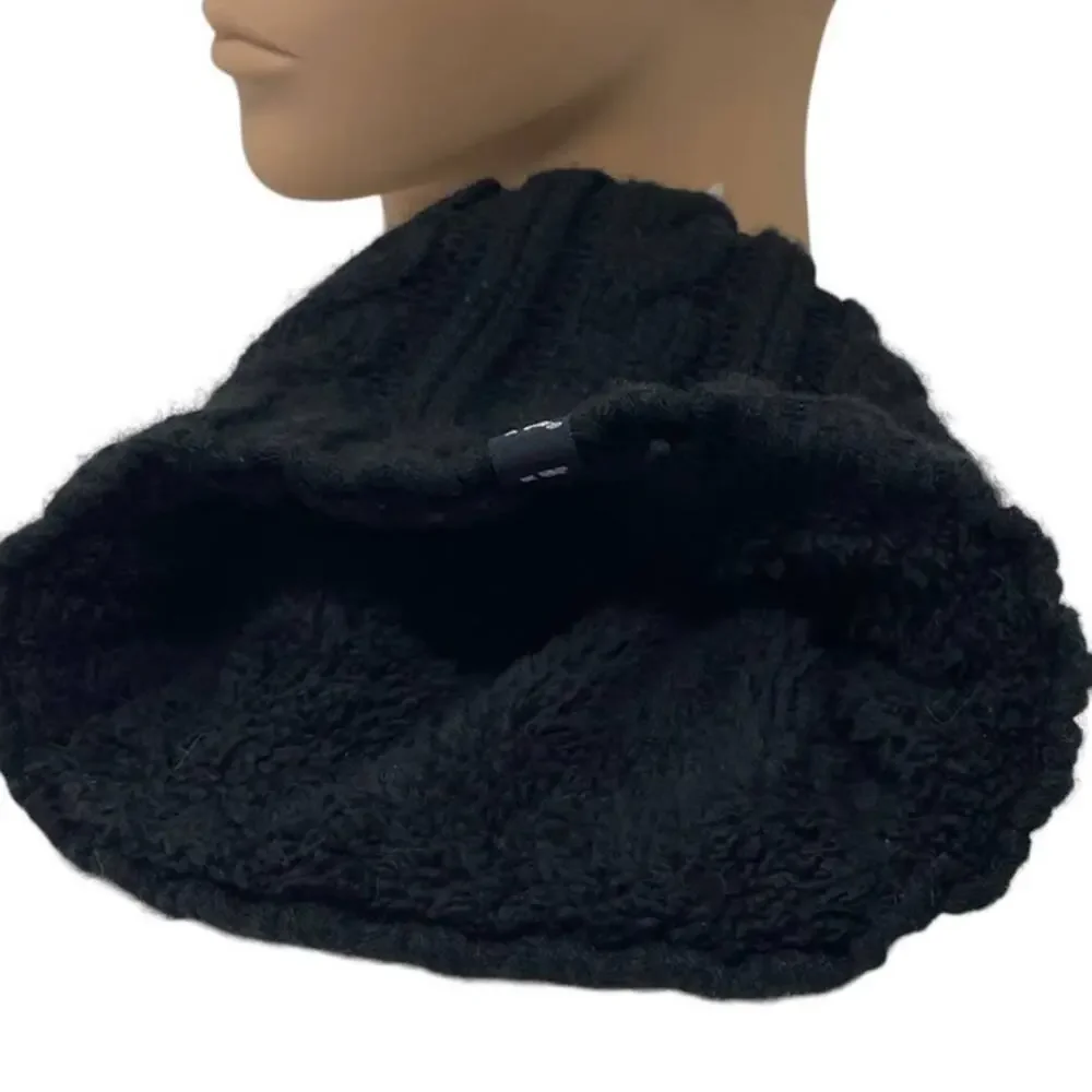 HEAT HOLDERS Black Cable Knit Fleece Women's Winter Cap Beanie Hat